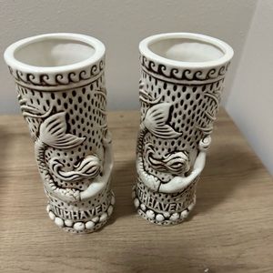 Tiki Rob Rumhaven Mermaid Cup 6.5" x 2.5" Glazed Ceramic Rum Tumbler MCM Bar